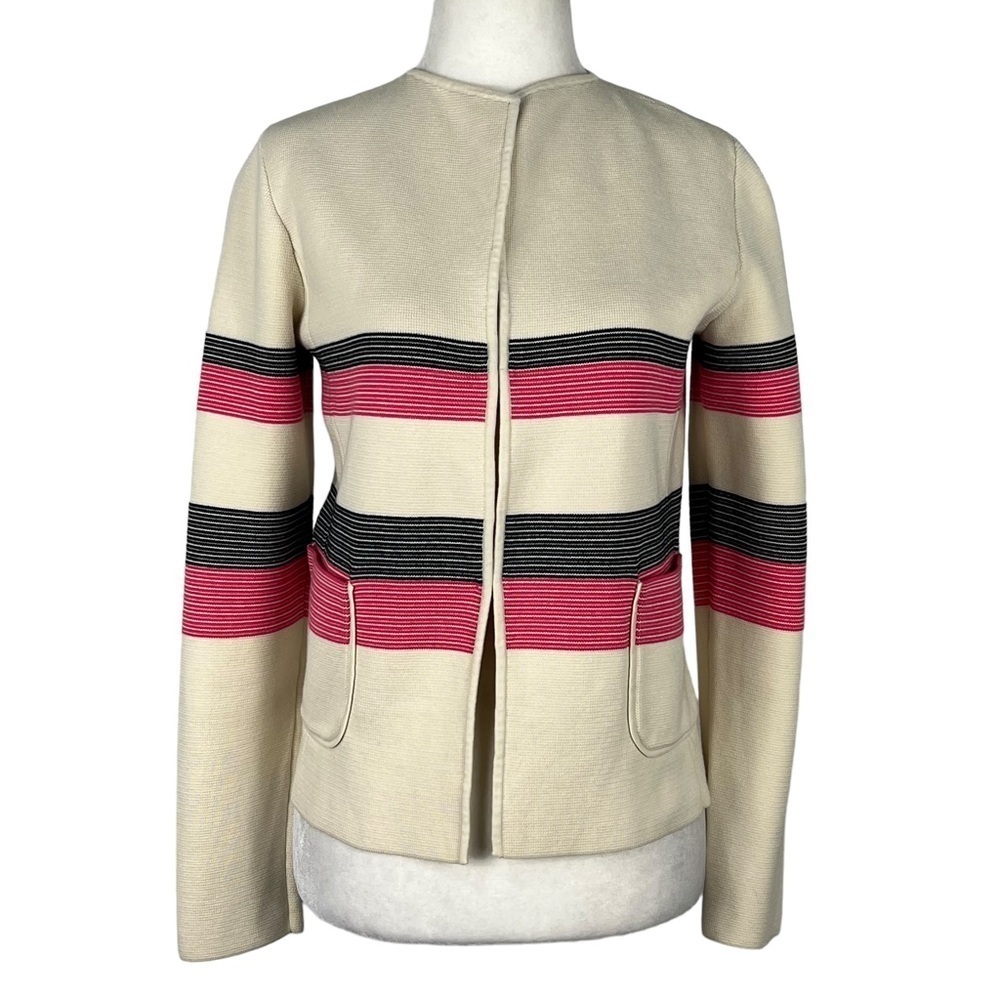 Talbots WOMENS FITTED‎ BLOCK STRIPED CARDIGAN WITH POCKETS